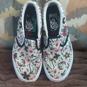 Vans Stranger Things - White with Black and Red Graphics